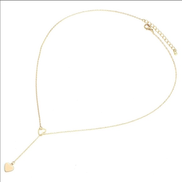 🔥GOLD HEART🔥SIMPLE DAINTY GOLD HEART LARIAT NECKLACE NEW - Picture 5 of 5